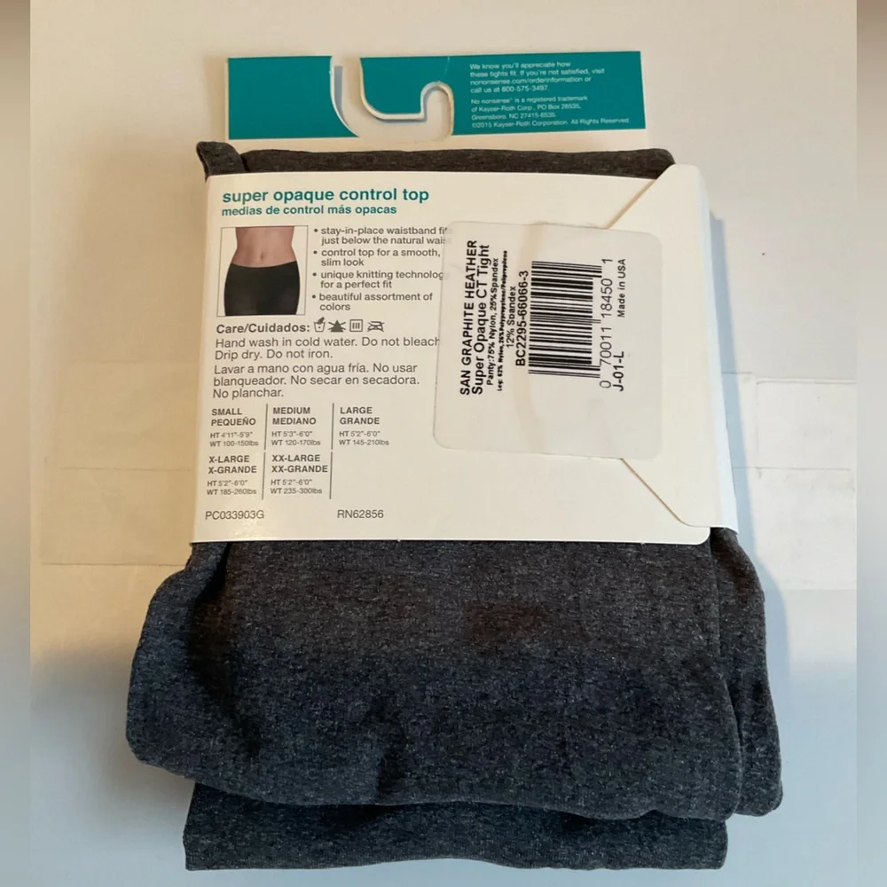 No nonsense Super Opaque Tights Control Top Graphite NEW